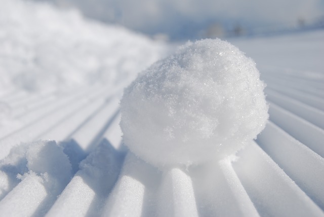 En snöboll som ligger i snön.